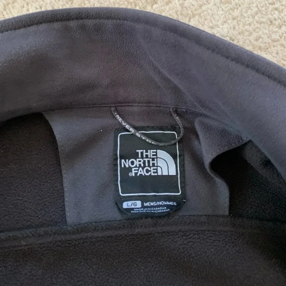 VTG North Face Jacket Mens Full Zip Fleece Jacket Shell Jacket Black Gray M L